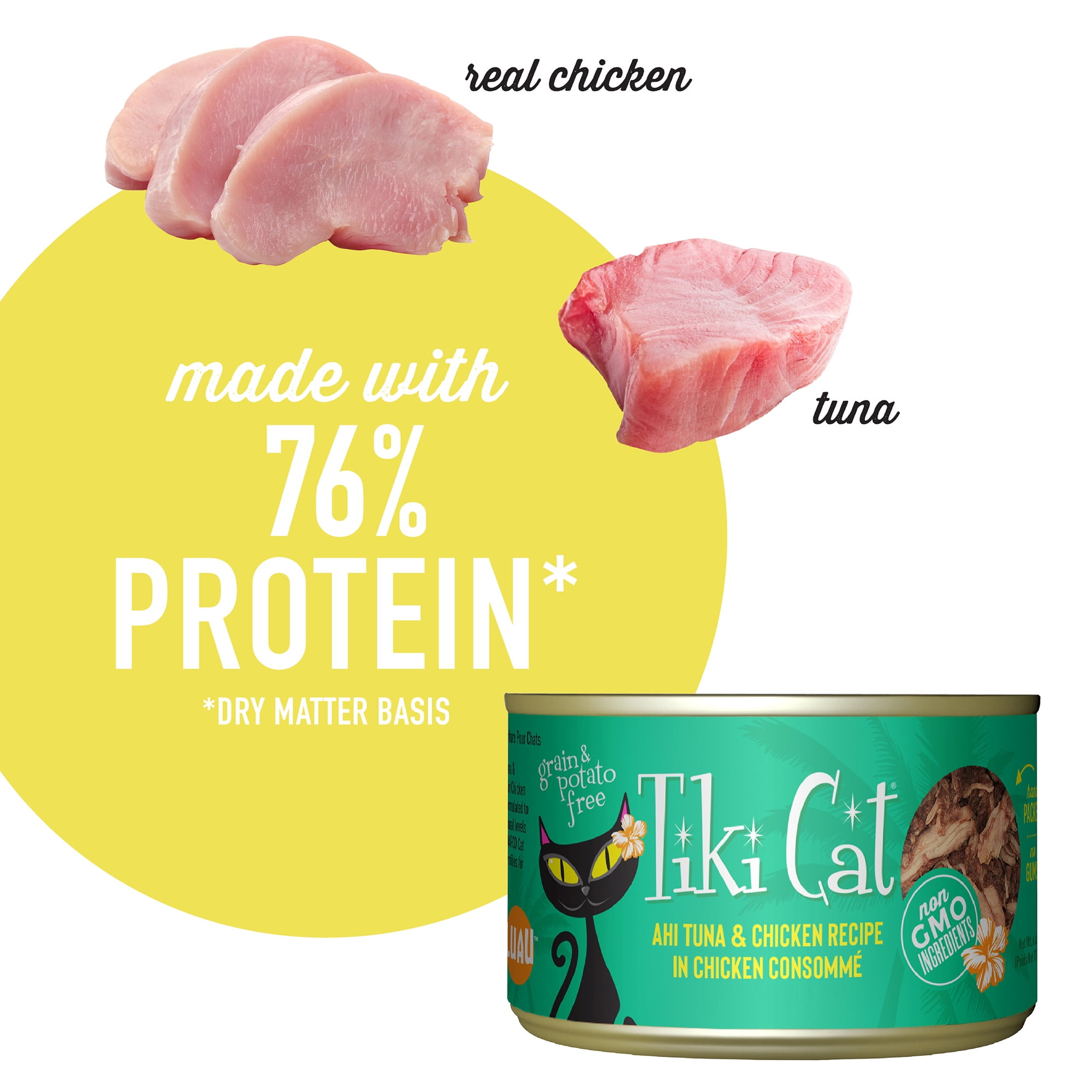 (12 pack) Tiki Cat Luau Wet Cat Food, Ahi Tuna, & Chicken, 6 oz. Can