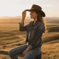 thumbnail image 4 of Slccxzc Ethnic Style Cowboy Hat Wide Brim Western Jazz Cap Chin Strap Sun Protection Outdoor Travel Hat Brown, 4 of 7