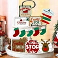 thumbnail image 4 of marioyuzhang Christmas Set of Tiered Tray Decoration Christmas Stocking Christmas Ornament Road Sign Country Farmhouse Wood Beads Decor Tabletop Sign for Christmas Table Decoratio (No Pallet), 4 of 9