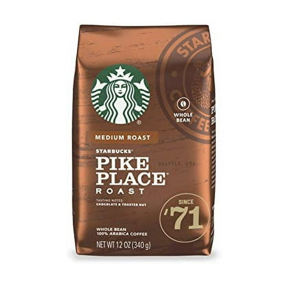 Starbucks Pike Place Roast Medium Roast Whole Bean Coffee (Pack of 48)