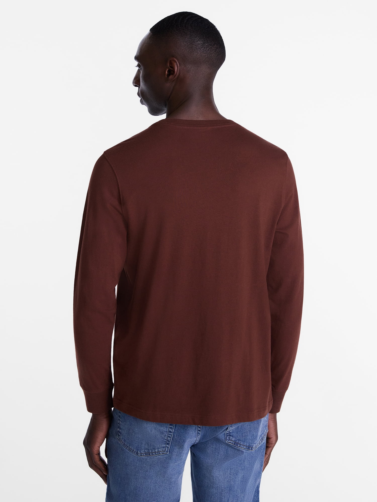 George Men's and Big Men's Relaxed Fit Cotton Crewneck Tee with Long Sleeves, Size XS-3XL