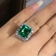 thumbnail image 4 of EOEMY Luxury Green Cubic Zircon Ring Women 925 Silver Filled Jewelry Sz 6-10-7, 4 of 5