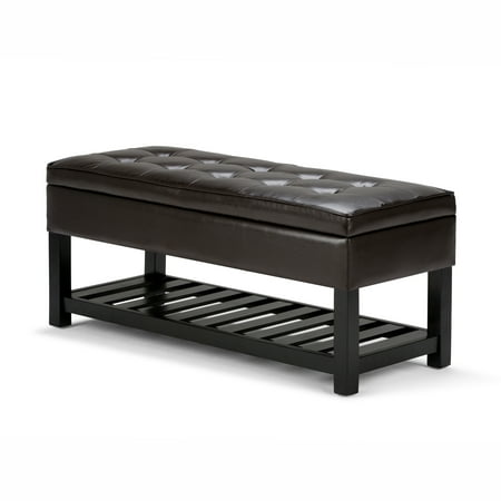 City Red Leather - Brooklyn + Max City 44 inch Wide Traditional Ottoman Bench in Tanners Brown Faux Leather