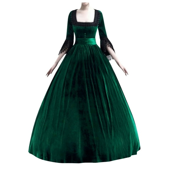 NMMUED Victorian Dress for Women Gothic Outfits for Women Renaissance Outfit Women Masquerade Costumes for Women Halloween Dresses for Women Regency Dresses for Women Green L