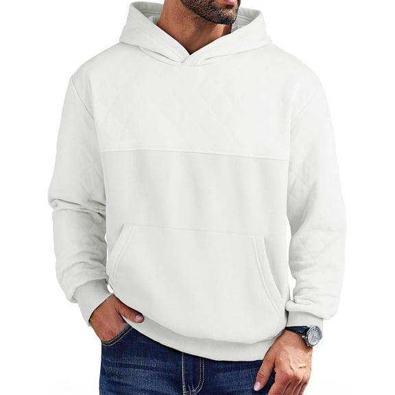 Thermal Hoodies for Men with Front Pocket Fleece Lined Long Sleeve Sweatshirts Mens Casual Solid Color Loose Pullover Athletic Workout Hoodie Tops