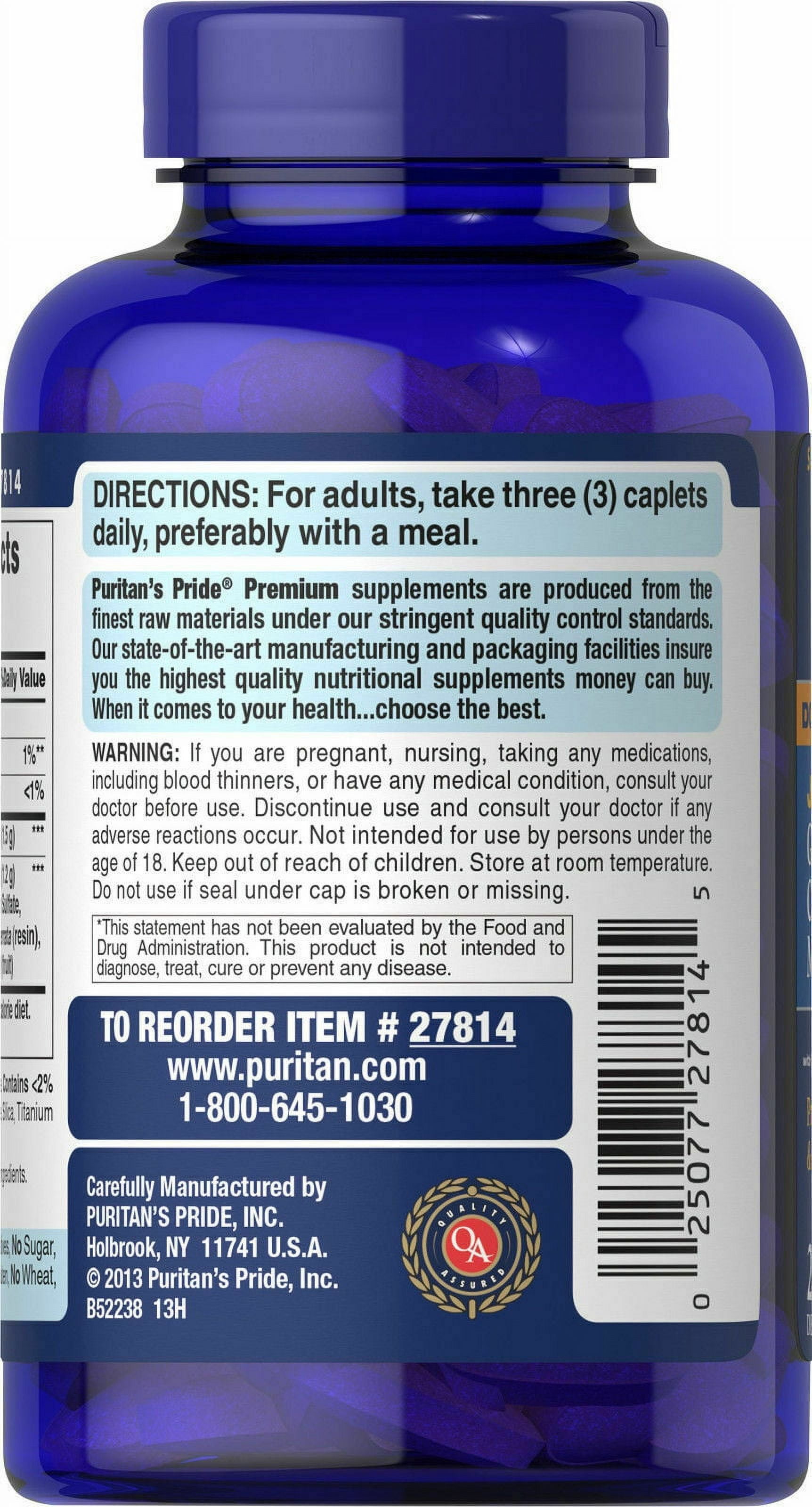 Puritans Pride Double Strength Glucosamine, Chondroitin and Msm Joint Soother, 240 Count