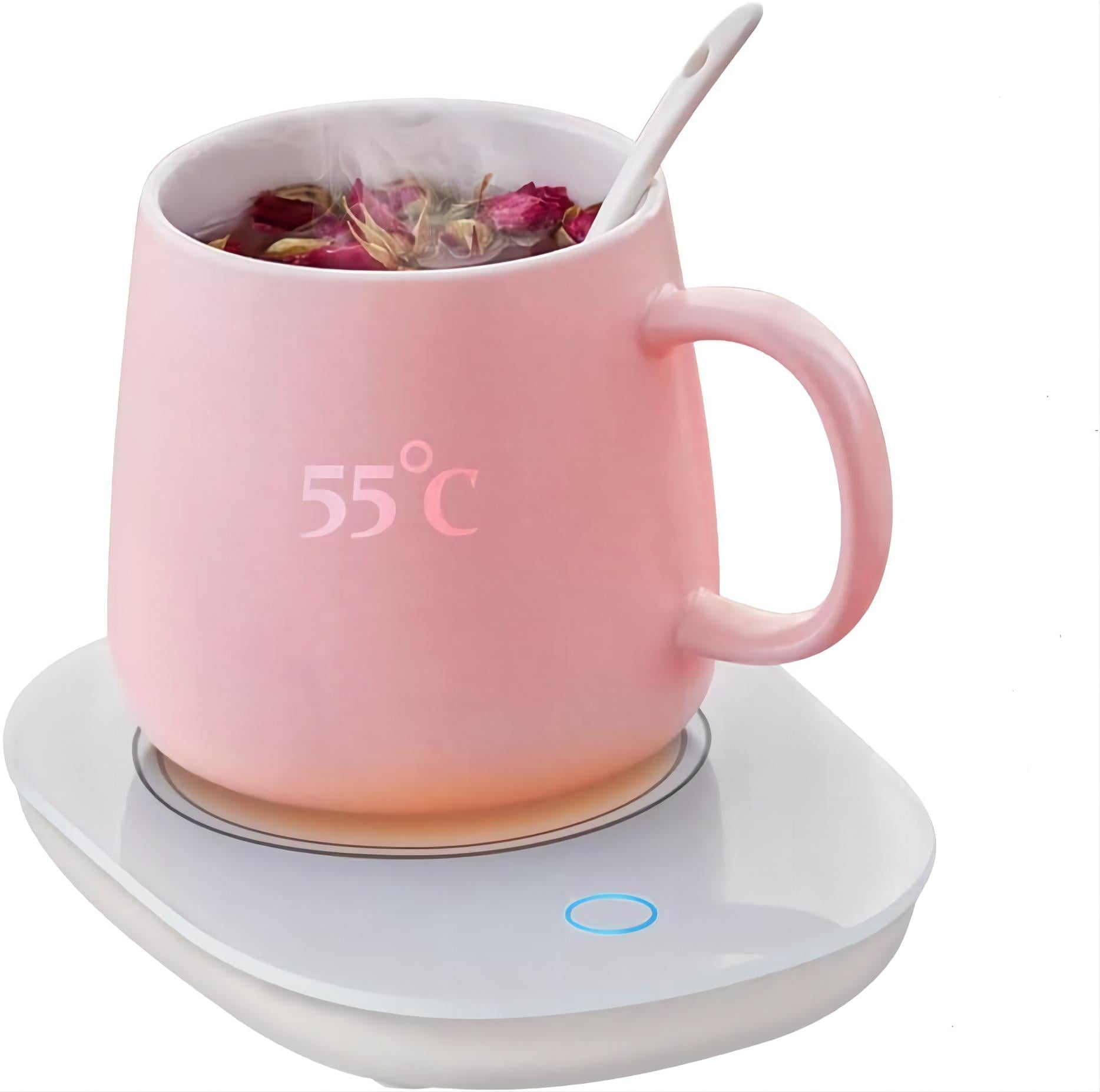 Coffee Mug Warmer Pink Milk Cup Warmer with Rapid Heating Plate for Office Home Use 