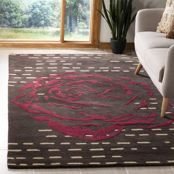 Safavieh Wyndham Kirsteen Floral Area Rug, Charcoal/Red, 5' x 8'