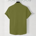 thumbnail image 4 of FAWUUDO Men's Casual Short Sleeve Button Down Collar Breathable Loose Quick Dry Solid Color Shirts Olive Green, 4 of 7