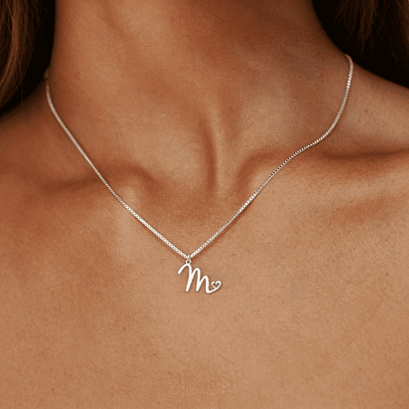 DESIGNICE Initial Necklaces for Women Trendy,Dainty Silver Letter Necklace Cute Pendant Choker Name Necklace Personalized Costume Monogram Silver Jewelry Necklace for Women Valentines Gifts