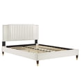 thumbnail image 5 of Platform Bed Frame, Tufted, Rivet Nailhead, White, Velvet, Mid Century Bedroom, Modern Contemporary Boutique HB35524, 5 of 8