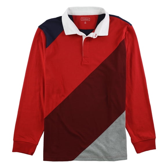 Club Room Mens Chambray-Back Polo Shirt, Red, Large