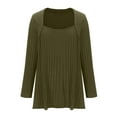 thumbnail image 6 of AherBiu Plus Size Tops for Women Square Neck Long Sleeve Ribble Knitted Side Slit Casual Loose Tunic Shirt Blouse, 6 of 8