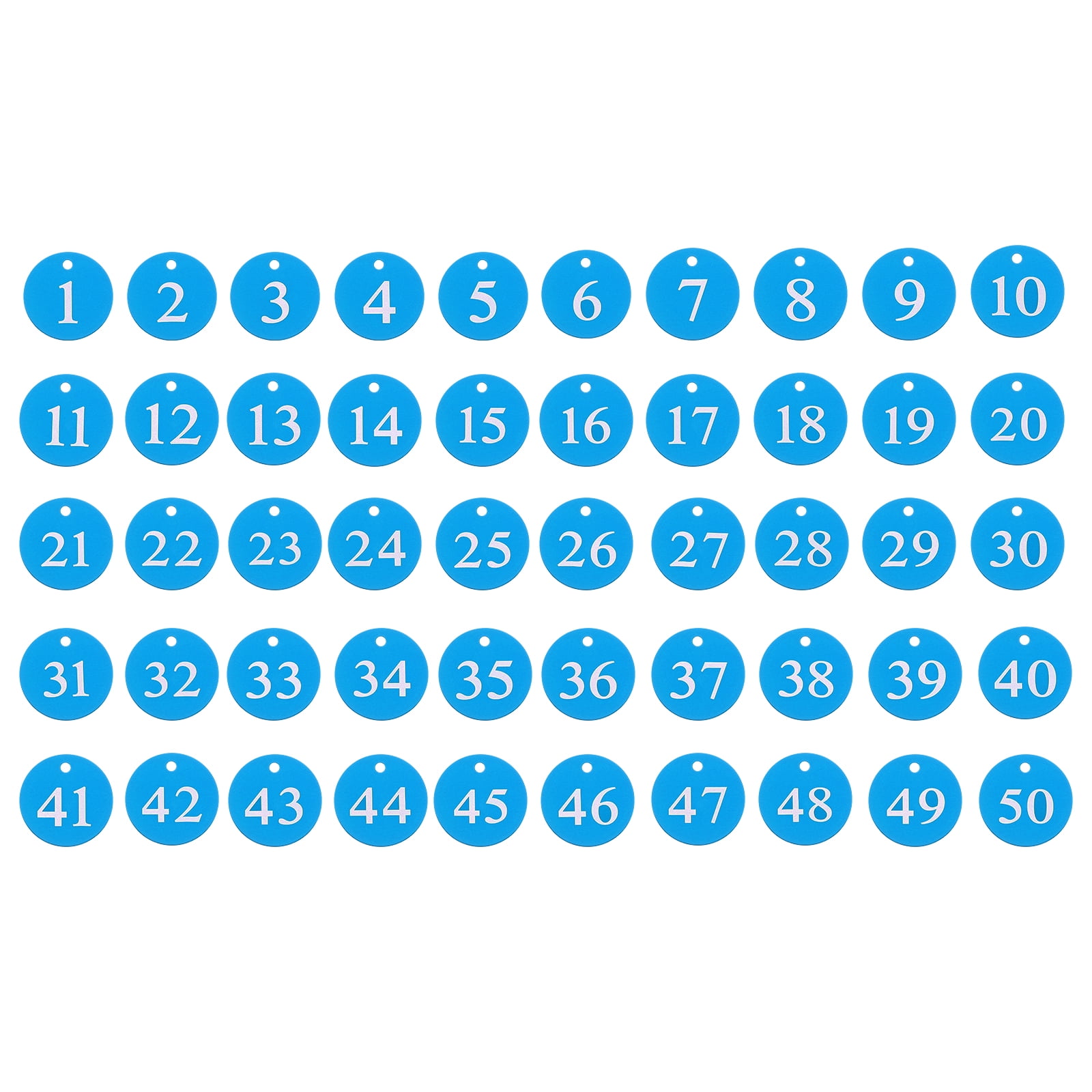 50PCS Number Tags 1-50, Number Key Tags Aluminum Numbered Tags Metal Key Tags Keychain with Key Rings for Organizer Field Sales Hangers Clothes Labels ID Tag, Sky Blue