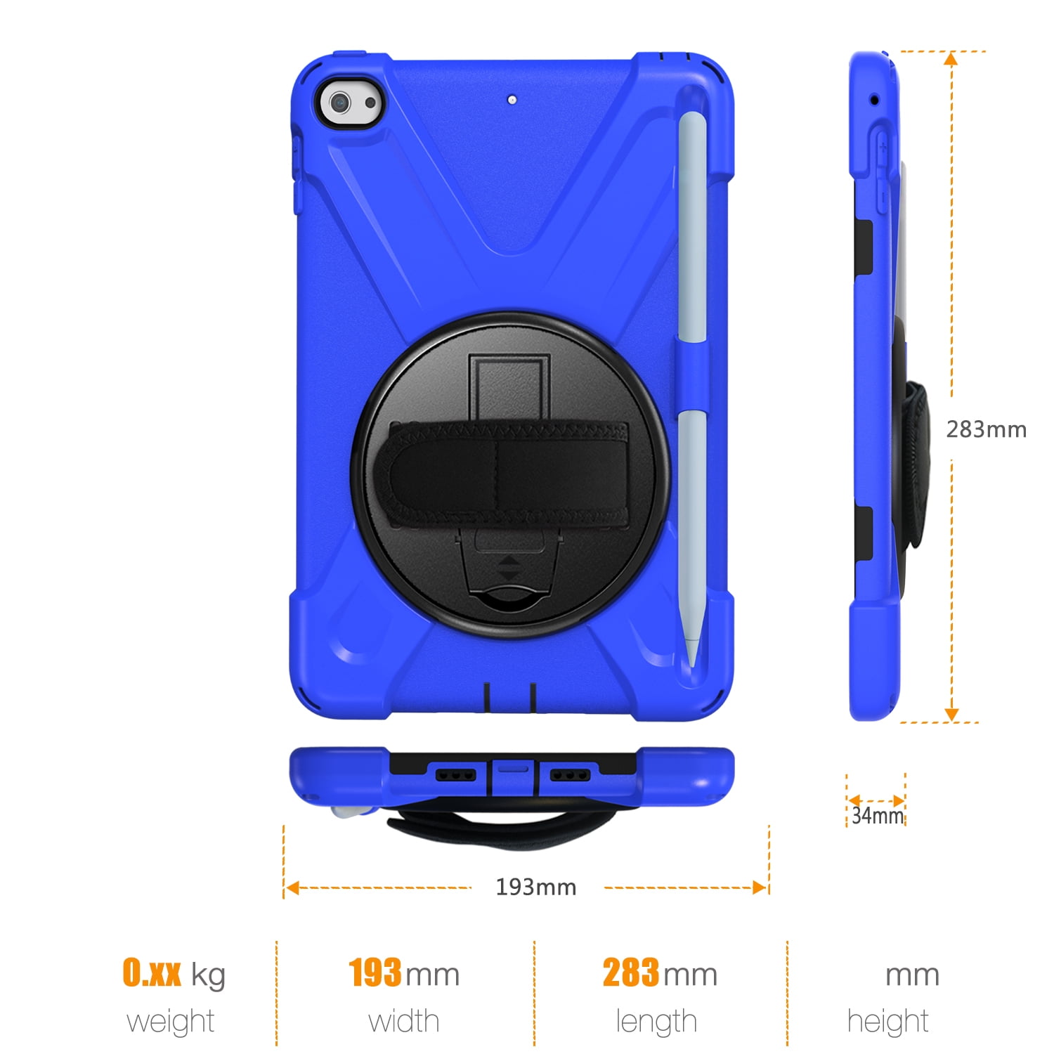iPad Mini 5 Case for Kids, iPad Mini 5/Mini 4 Case Shockproof, Heavy Duty Protective Rugged iPad Mini Case with Pencil Holder /Kickstand Case for iPad Mini 5th/4th Generation 7.9 Inch - BLUE