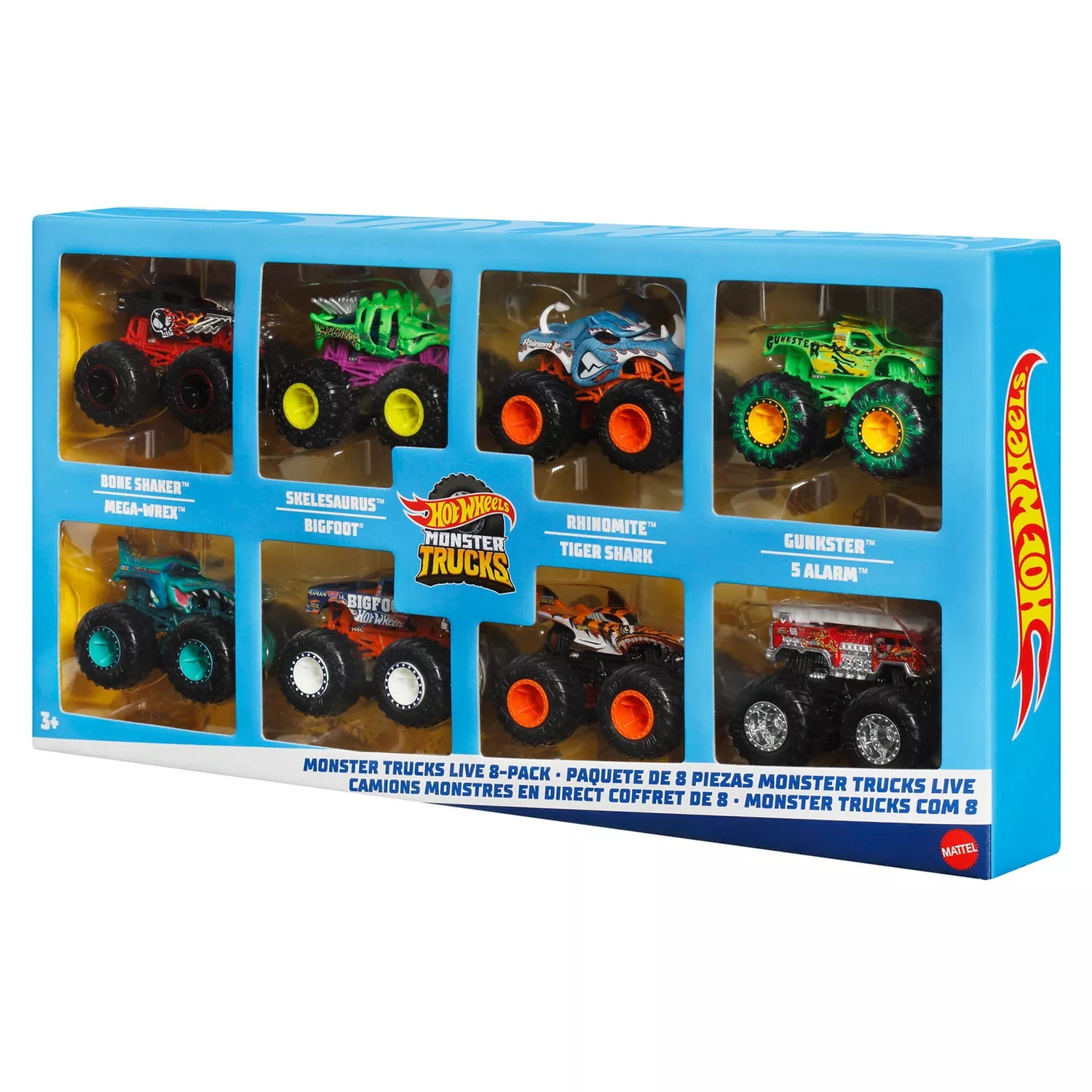 ミニカー Hotwheels MONSTER TRUCKS Hot Wheels Monster Trucks Live Diecast Car 8-Pack, 1:64 Scale, Fan