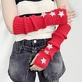 thumbnail image 4 of Eosunjian Autumn Winter Arm Accessories Knitted Arm Warmers for Girls Fingerless Long Wrist Gloves with Thumb Hole Stylish Star Design Soft Material for Street, 4 of 8