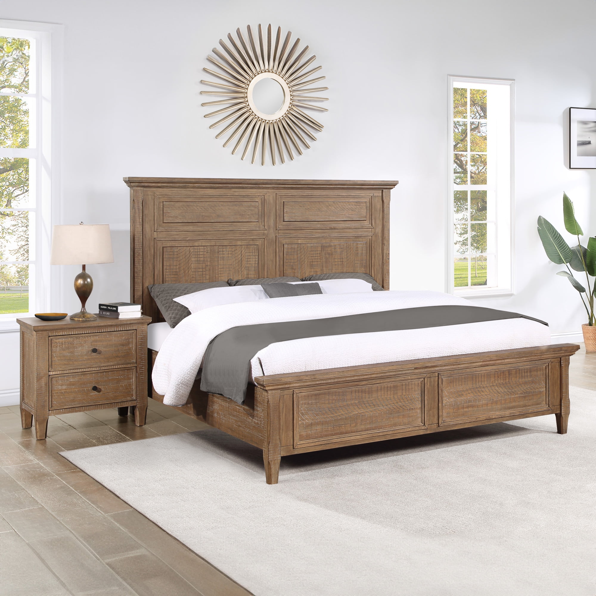 Steve Silver Riverdale Rustic Modern Nightstand with Two Drawers, Driftwood