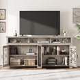 thumbnail image 7 of M optimized Farmhouse TV Stand, Mid Century Modern Entertainment Center with LED Lights and Storage, Wooden Media Console Cabinet Furniture with Glass Door for Living Room Bedroom, Grey, 7 of 7