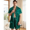 thumbnail image 5 of RUINIXCW Summer Family Matching Pajamas Sets Matching Pjs For Couples Silk Stain Family Pajamas for Women Men Button Down Short Sleeve Shirt and Lounge Shorts Sets 2 Pcs Loungewear Sleepwear, 5 of 9