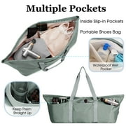WANDF Large Yoga Mat Bag with Shoe Compartment Wet Pocket,Gym Accessory Storage Bag, Water Resistant Ladies Yoga Tote Bag, Greenish Grey