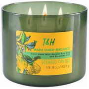Warm Amber Bergamot 3 Wick Candle | Natural Soy Wax Candle for Home, 15.8 Oz Large Aromatherapy Candle for Relaxation, Scented Candle for Women and Men, Luxury Candle Gift for Him and Her