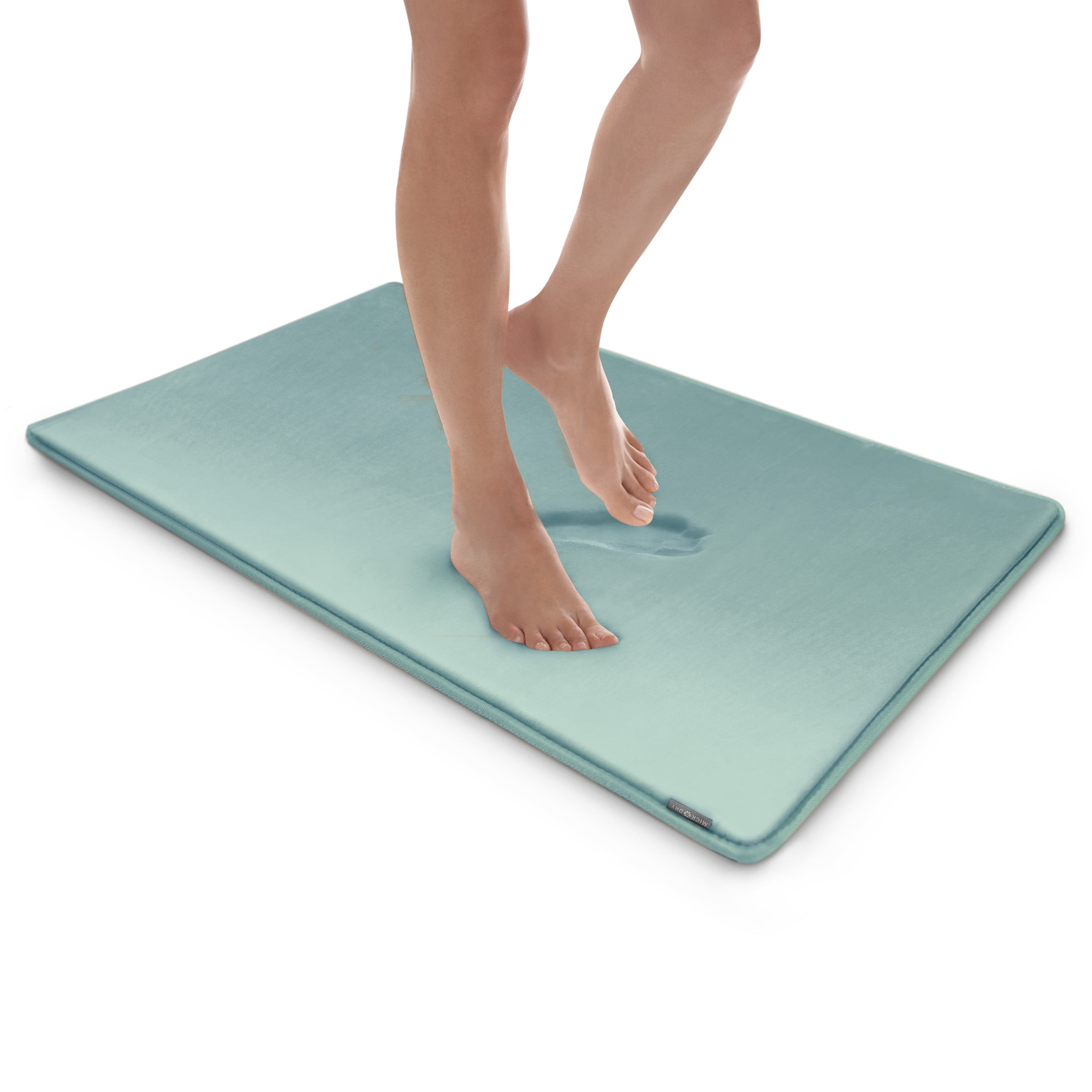 Microdry Extra Thick SoftLux Infused Memory Foam Bath Mat, 21" x 34", Aqua