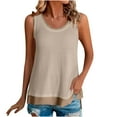 thumbnail image 2 of Teissuly Women's Summer Casual Patchwork Fake Two-piece Sleeveless Top T-shirt Round Neck Sleeveless Garment, 2 of 6