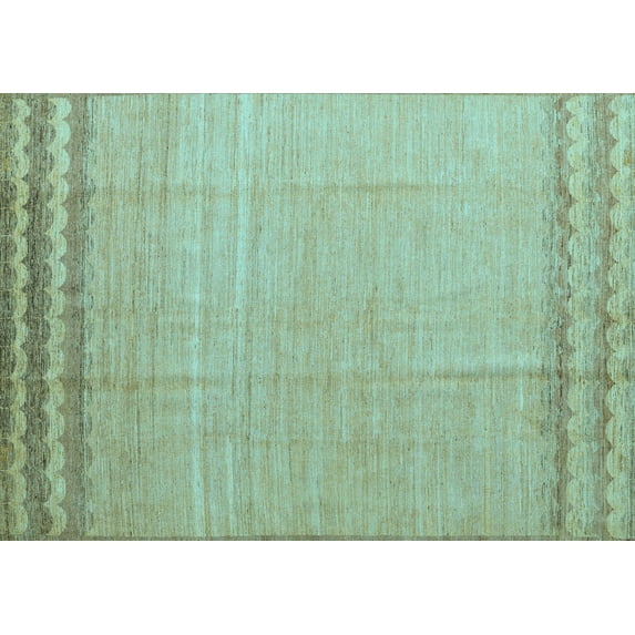 Ahgly Company Indoor Rectangle Solid Light Blue Modern Area Rugs, 7' x 9'