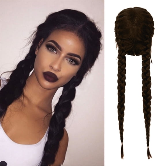 Synthetic Long Braided Wigs for Women - Stylish Heat Fiber Hairpieces for Daily Use