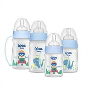 Wee Baby Classic+Newborn Baby Bottle Feeding Starter Gift Set, Spare Grip, Anti-Colic Features, BPA Free, Blue/Boys, 6-Count