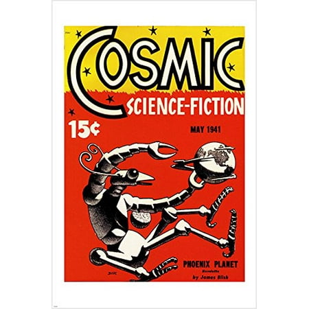 Vintage 1941 Cosmic Sci-Fi Magazine Cover Poster Abstract Exceptional (Best Sci Fi Magazines)