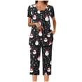 thumbnail image 6 of BLTIBY Women's Christmas Capri Pajama Sets Xmas Graphic Sleepwear Tunic Top with Capri Pants 2 Piece Cozy Comfy Pajamas Set Black S, 6 of 7