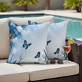 thumbnail image 5 of Outdoor Pillow Covers Pack of 2, Pastoral Blue White Tulip Waterproof Throw Pillowcase Cushion Cases, Farmhouse Flower Butterfly Decorative Pillow Cover for Couch Sofa Home Bed Patio, 5 of 9