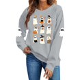 thumbnail image 5 of Meichang Casual Halloween Sweatshirts Women Oversized Crew Neck Sweatshirt Cute Ghost Print Sweatshirts Long Sleeve Sweatshirts Fall Pullover, 5 of 6