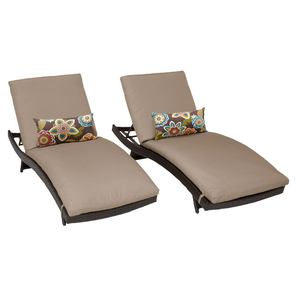 TK Classics Belle Curved Wicker Outdoor Chaise Lounge - Set of 2