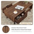 thumbnail image 4 of 47"Coffee Table with Storage Mid Century Modern Solid Wood Coffee Table with 2 Drawers Rectangle Center Table for Living Room Walnut, 4 of 15