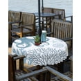 thumbnail image 2 of Fsddascl Teal Blue Octopus Coastal Outdoor Tablecloth - 54 Inch Round Dining Table Cover, Nautical Coral Starfish Waterproof Outdoor Table Cloth with Umbrella Hole & Zipper for Picnic/Patio/Party, 2 of 7