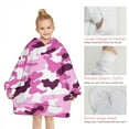 thumbnail image 6 of Purple Pink Camo Classic Shapes Pattern Blanket Hoodies for Kids 6-13YR Oversize Wearable Blanket Hoodies for Boys Girls Teens, 6 of 7