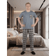 thumbnail image 2 of Pijama Hombre 2 Piezas Unitalla, Playera Suave con Bolsillo y Pantalón a Cuadros, Comodidad Total para Descanso, 2 of 5