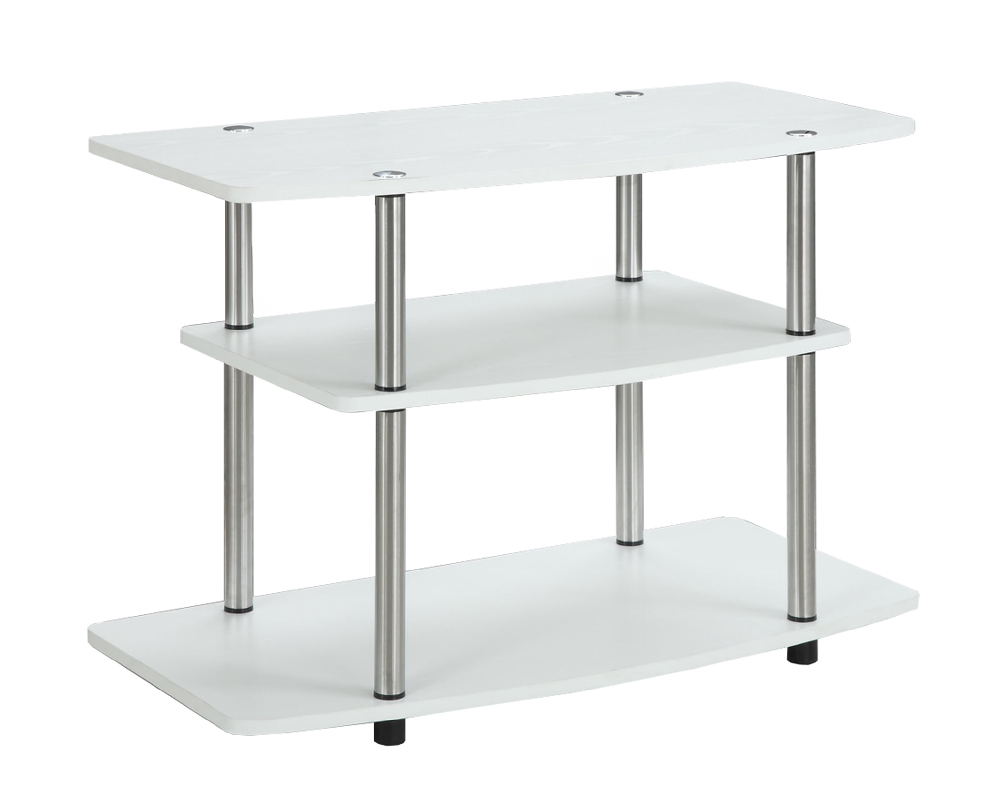 Convenience Concepts Designs2Go 32" Three-Tier TV Stand in White Wood Finish