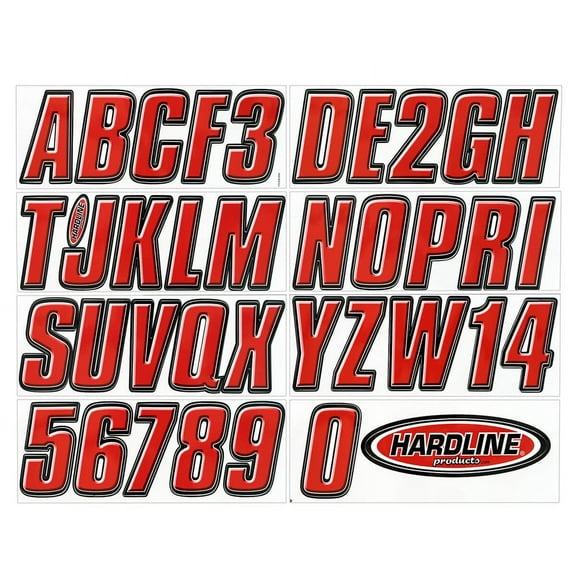 Hardline Products Series 800 Factory Matched 3-Inch Boat & PWC Registration Number Kit - Red/Black