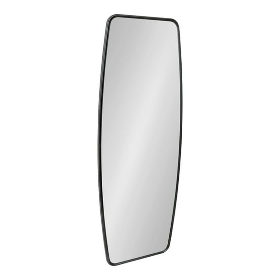 Kate and Laurel Caskill Modern Barrel Mirror, 18 x 48, Black, Full Sized Rounded Rectangle Mirror for Wall