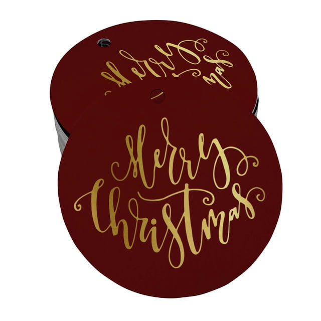 Inkdotpot Gold Foil Paper Hang Tags Merry Christmas Favor Tags 100 Pieces