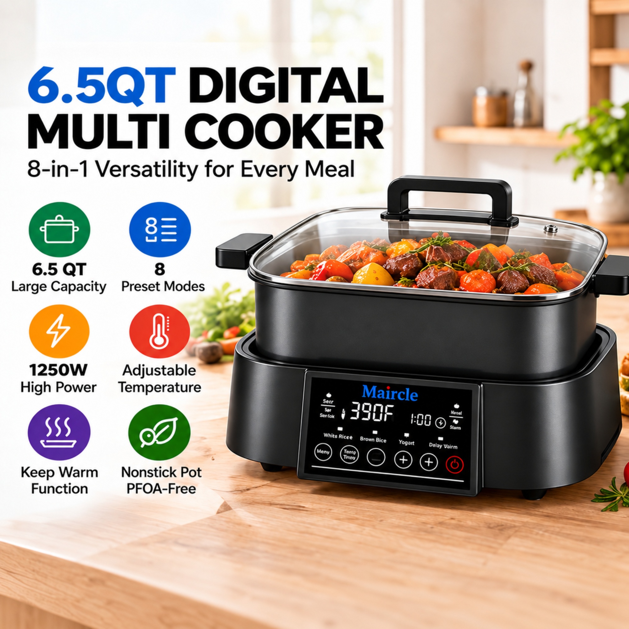 Maircle 6.5-Quart Digital Programmable Slow Cooker photo 3