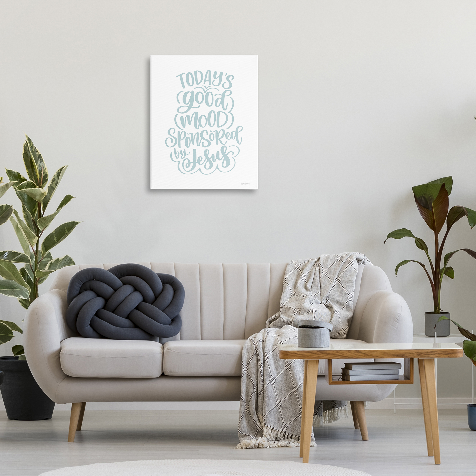 Stupell Industries Good Mood by Jesus Religious Painting Gallery Wrapped Canvas Art Print Wall Art, 24 x 30