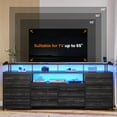 thumbnail image 2 of 12 Drawers TV Stand Dresser for 65 inch TV, Entertainment Center, 63" Large LED TV Stand with LED Lights & Power Outlets, TV Console for Bedroom,Black, 2 of 9