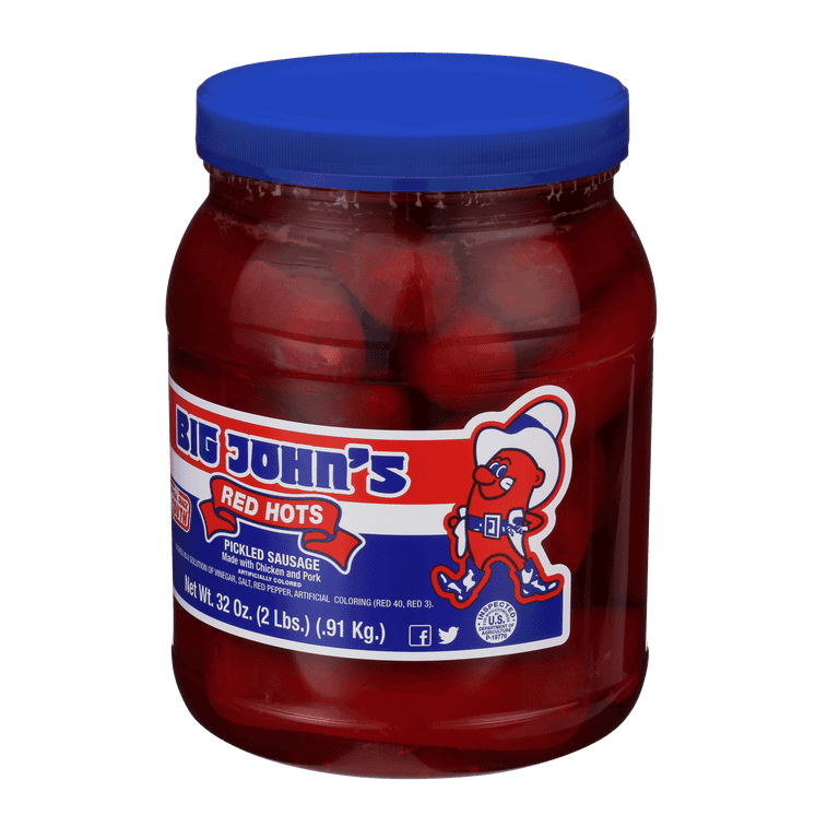 Big John s Ready To Eat Red Hots Pickled Sausage 32oz Jar