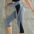 thumbnail image 5 of Yuanlong Womens Pants High Waist Color Block 7/8 Length Capri Yoga Leggings Stretchy Breathable Spring Workouts Trousers, 5 of 5
