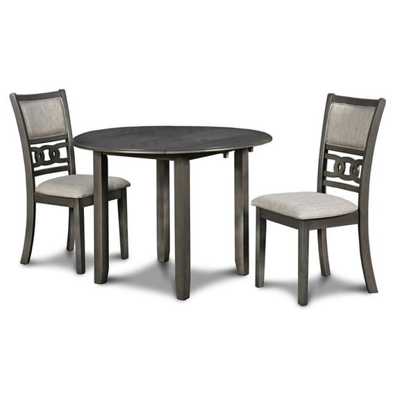 New Classic Gia 3 Piece Contemporary Rubberwood Dining Table Set, Gray